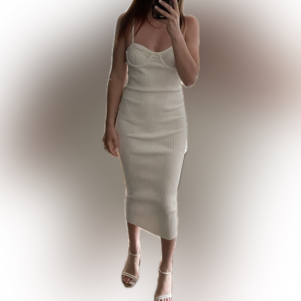 Herve Leger White Midi Dress